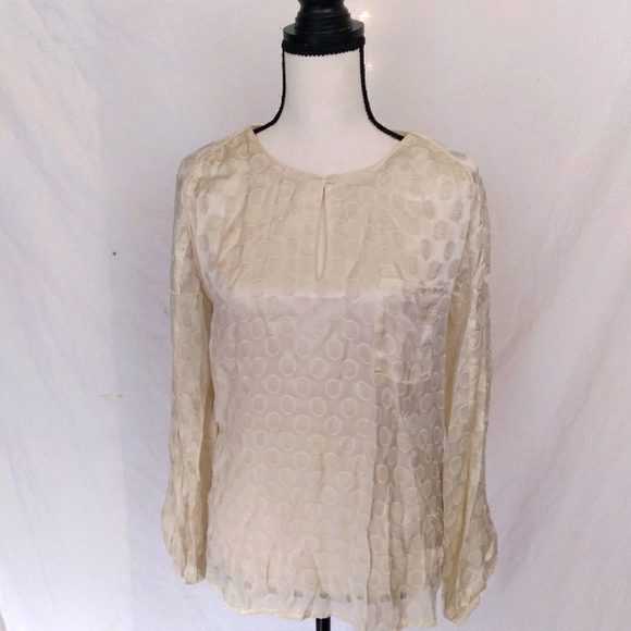 Brochu Walker ivory semi-sheer blouse sz S - Picture 1 of 5